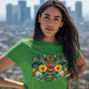 Floral Embroidered "Look" Mexican Softstyle T-Shirt
