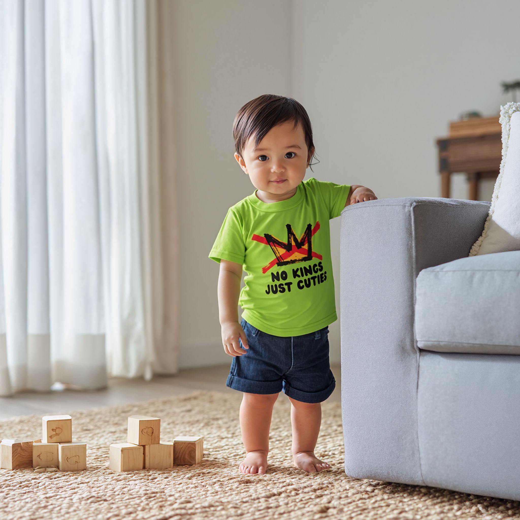 Adorable Toddler "No Kings, Just Cuties" mini Protest Tshirt - Image 2