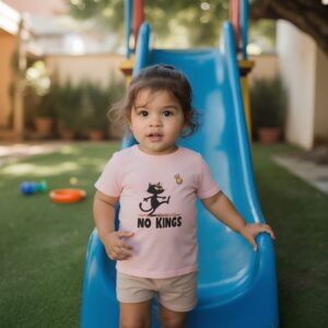 Adorable Playful Cat Toddler Tee - "No Kings"