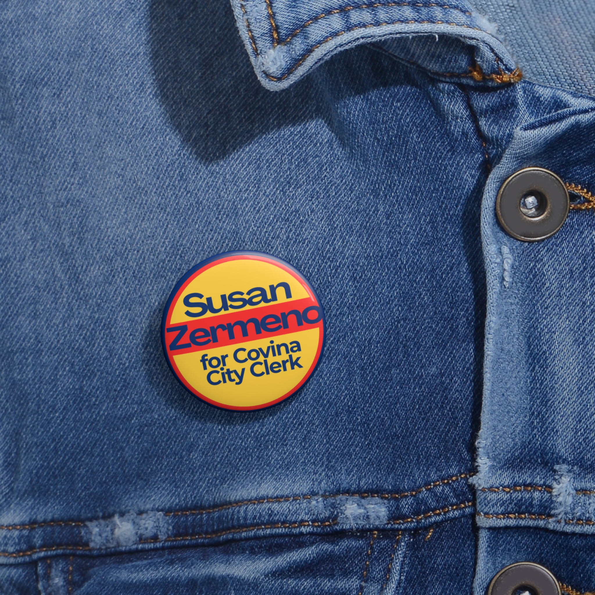 Campaign Pin Button — "Susan Zermeno for Covina City Clerk" Political Badge - Image 2